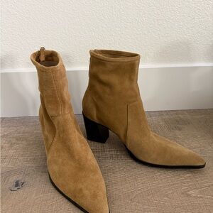 Zara Camel Suede Heeled Boots
